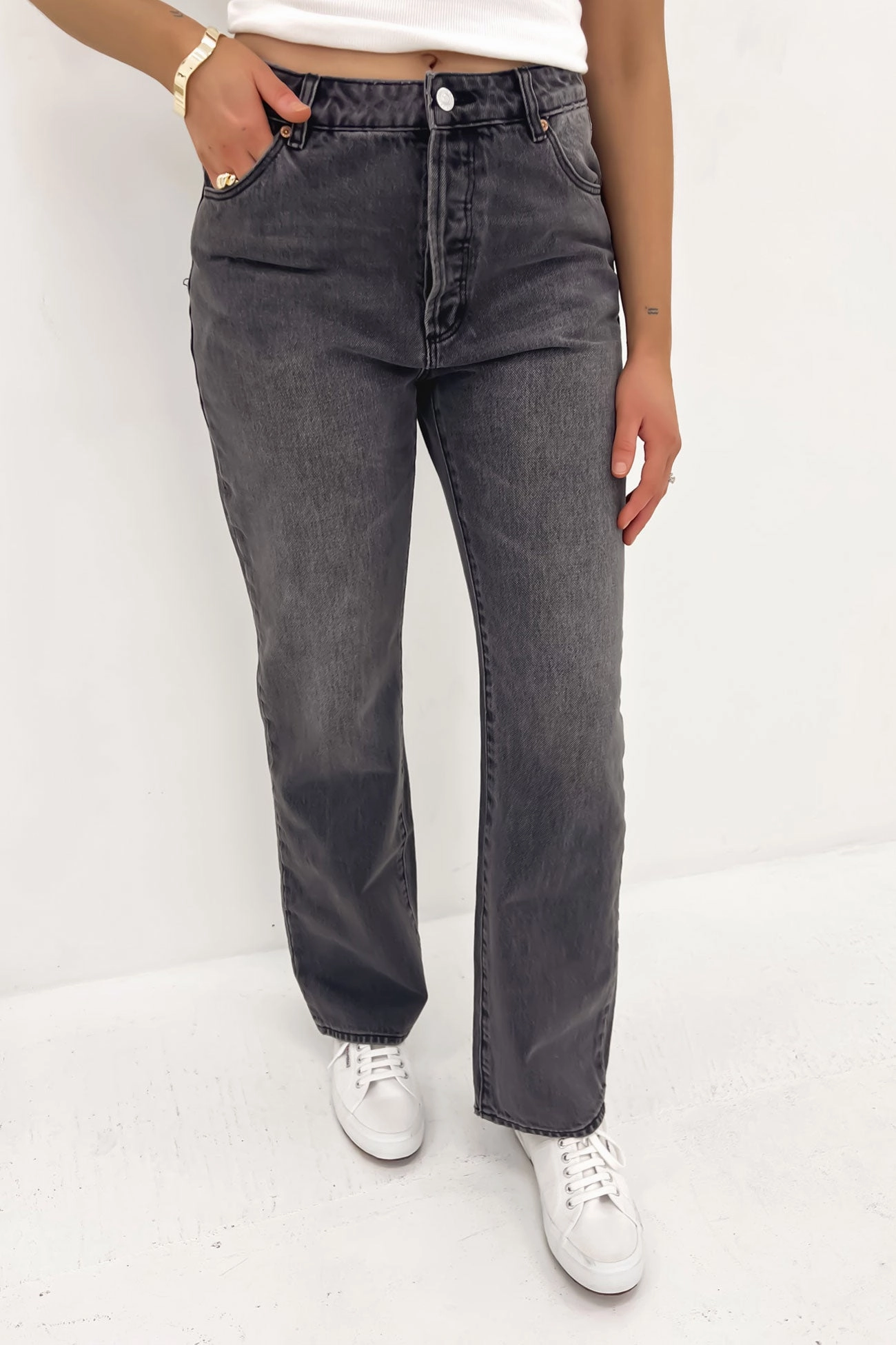 Casual Smart Casual Unisex Wear 90s Relaxed Jean Worn Black