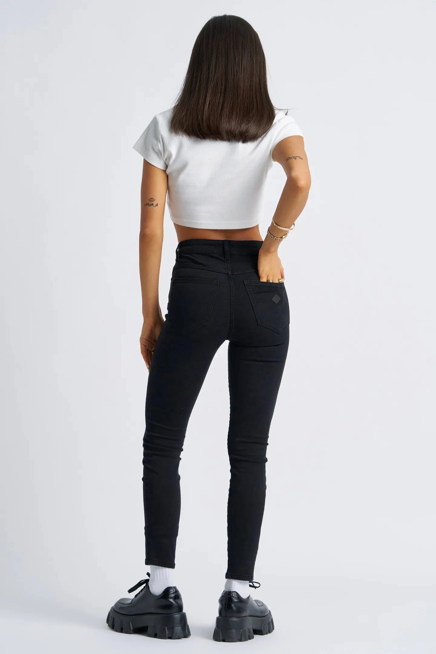 A High Skinny Ankle Basher Petite Jean Black Magic Night Out Bold Look Neutral Vibrant Chill Outfit