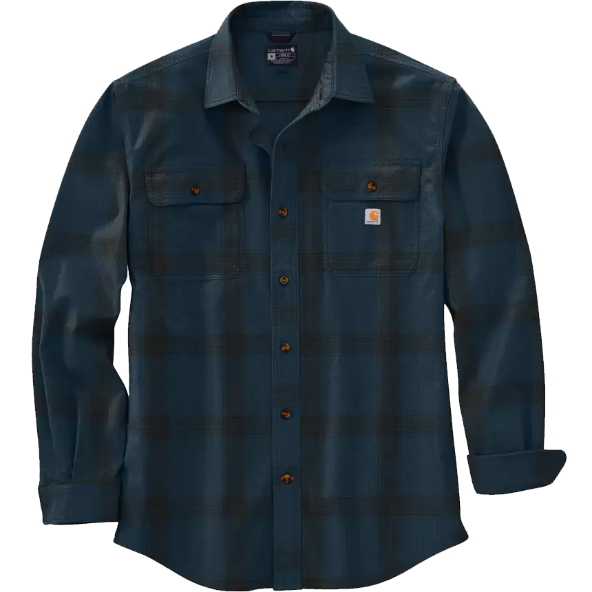 Men's Loose Fit Heavyweight Flannel Long Sleeve Plaid Shirt AntiBacterialTreatment NoSlipGrip