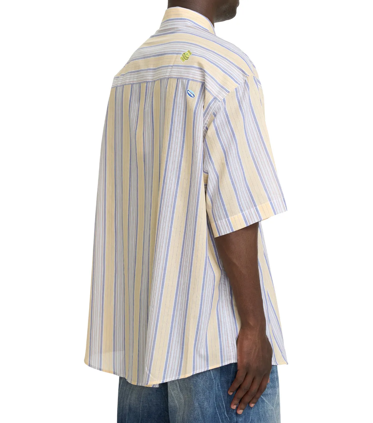 Martine Rose Short Sleeve Boxy Wrap Shirt Yellow Blue Saga Vibe
