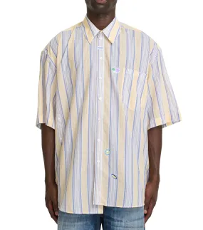 Conscious Fit Martine Rose Short Sleeve Boxy Wrap Shirt Yellow Blue