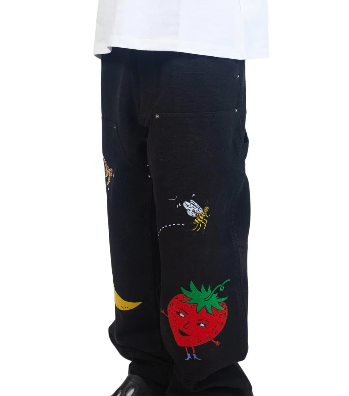 Sky High Farm Canvas Embroidered Workwear Pants Black Cool Frame High End