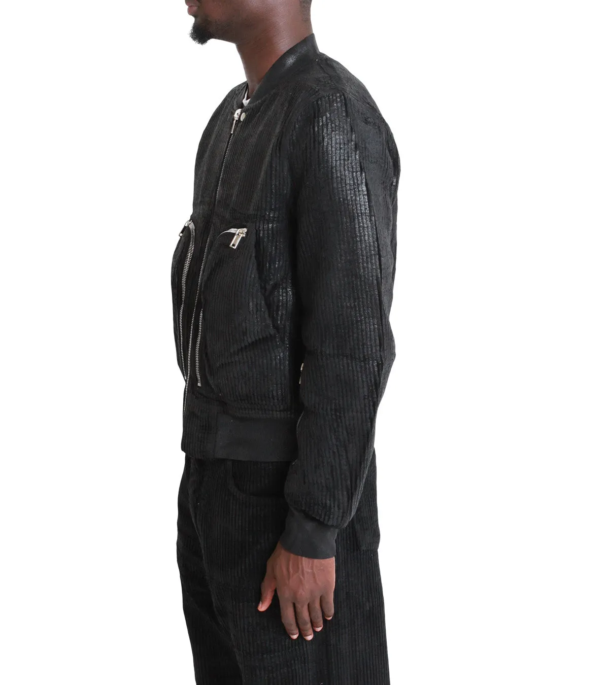 Soft Core Compact Packable Design Rick Owens DRKSHDW Bauhaus Flight Bomber Jacket Black