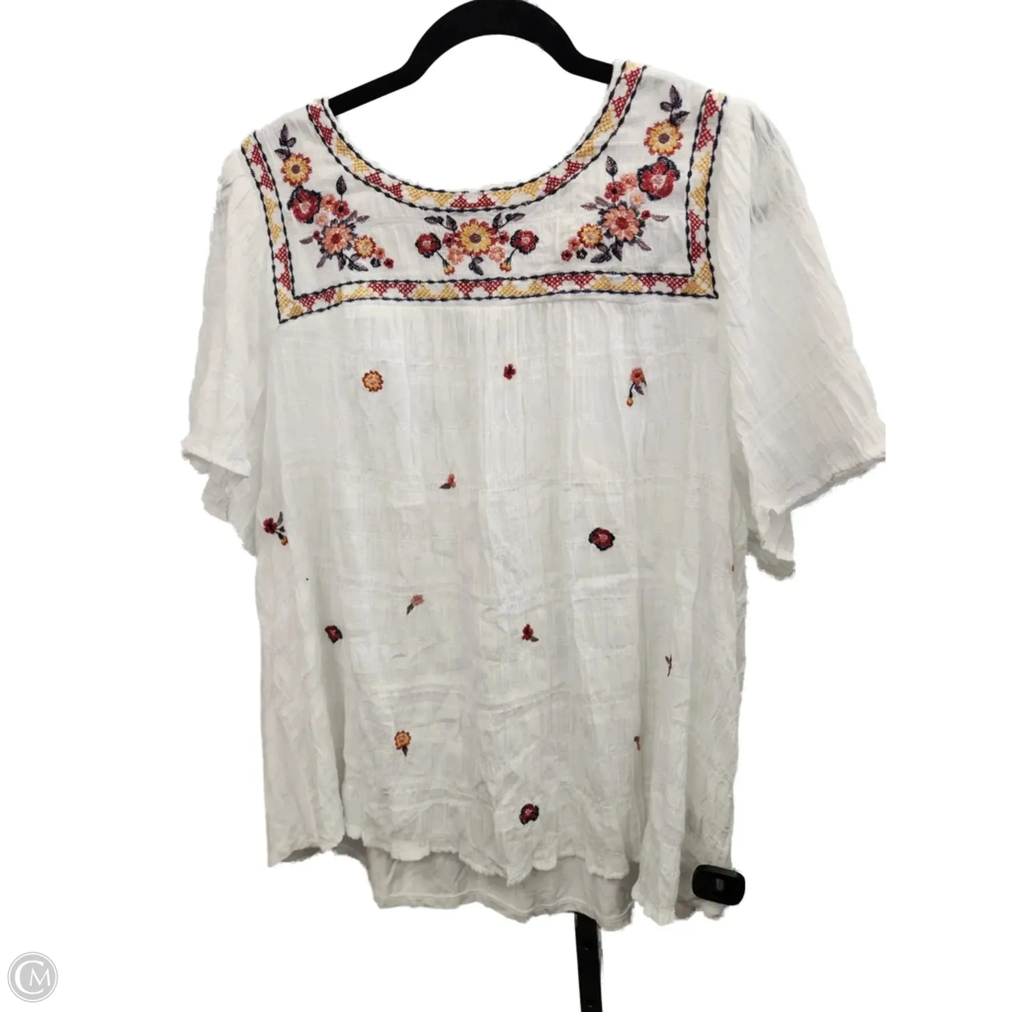 Top Short Sleeve By Knox Rose In Cream, Size: 1x NonChafingEdges
