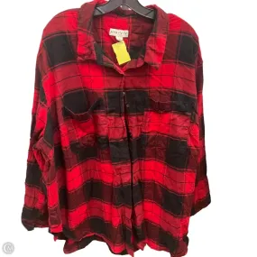 MeshVentilation Comfy Style Top Long Sleeve By Ava & Viv In Plaid Pattern, Size: 3x