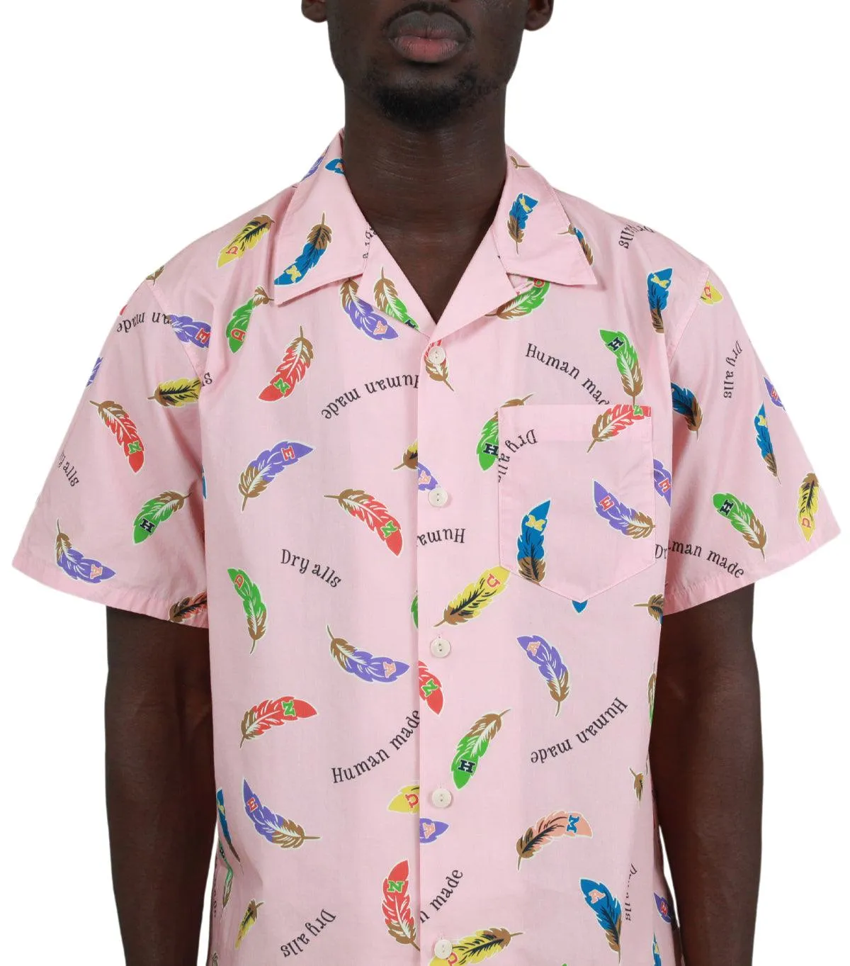 SnagProofMaterial Antibacterial Finish Human Made Feather Aloha Shirt Pink