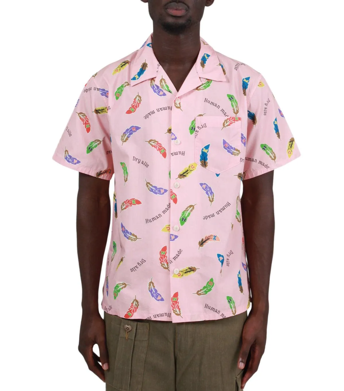 Human Made Feather Aloha Shirt Pink RipstopFabric WindproofInterior