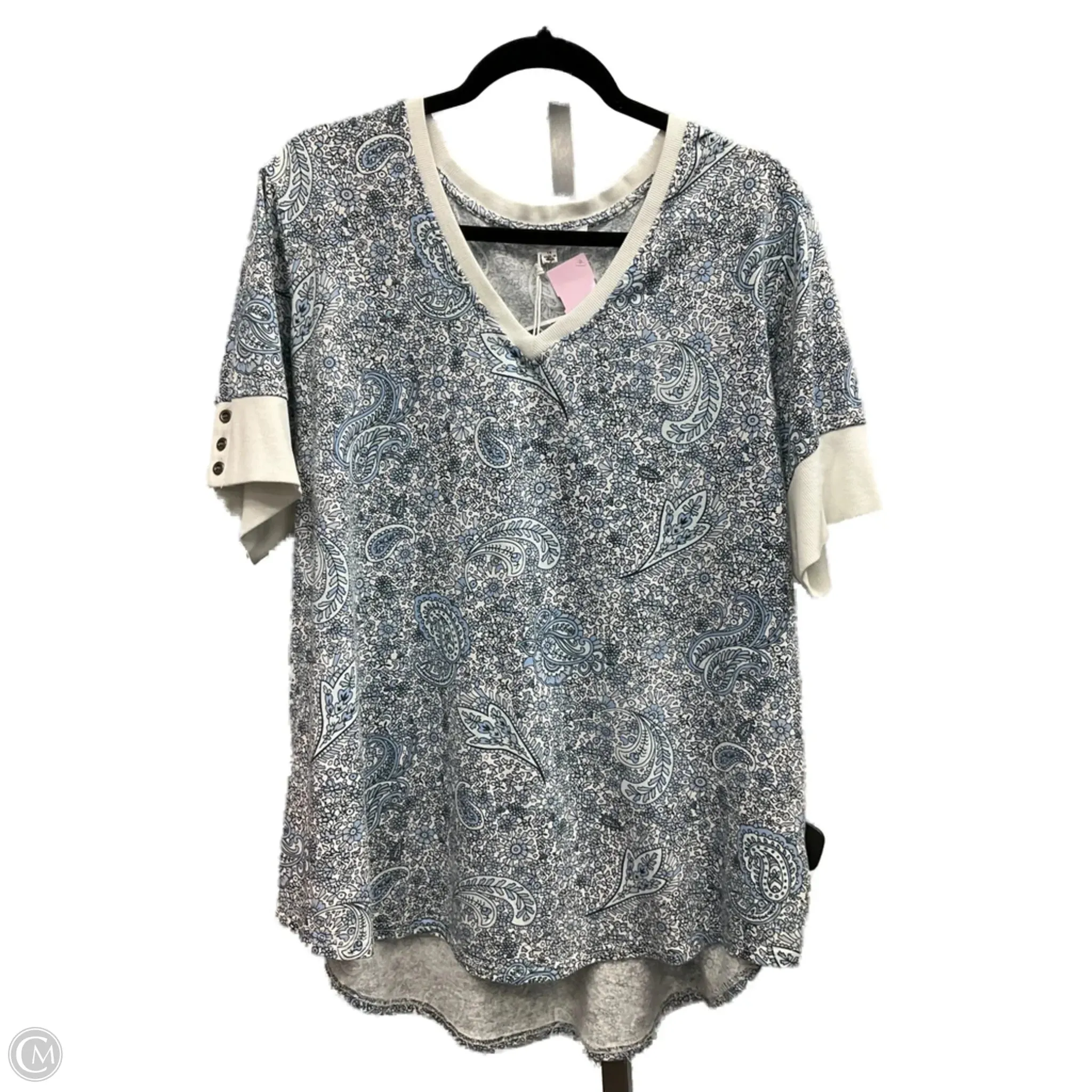 Top Short Sleeve By Jane And Delancey In Paisley Print, Size: 1x Bonded Hemline