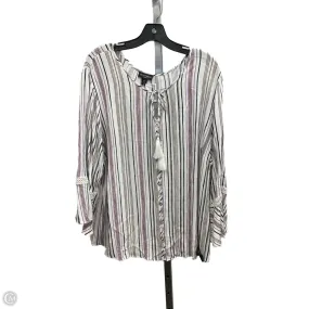 Fitted Tank MicrofiberTech Top 3/4 Sleeve By I.N. Studio In Striped Pattern, Size: 3x
