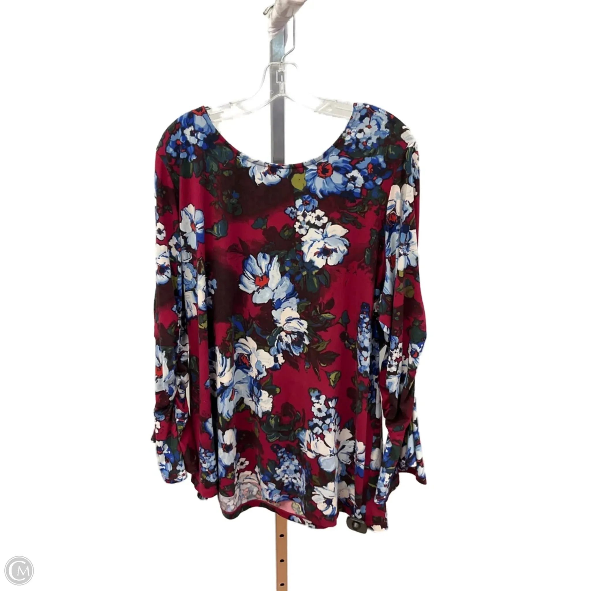 Top Long Sleeve By Susan Graver In Floral Print, Size: 3x AntiPillTreatment