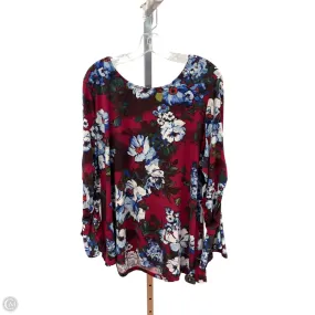 Permanent Crease Smart Glow Top Long Sleeve By Susan Graver In Floral Print, Size: 3x