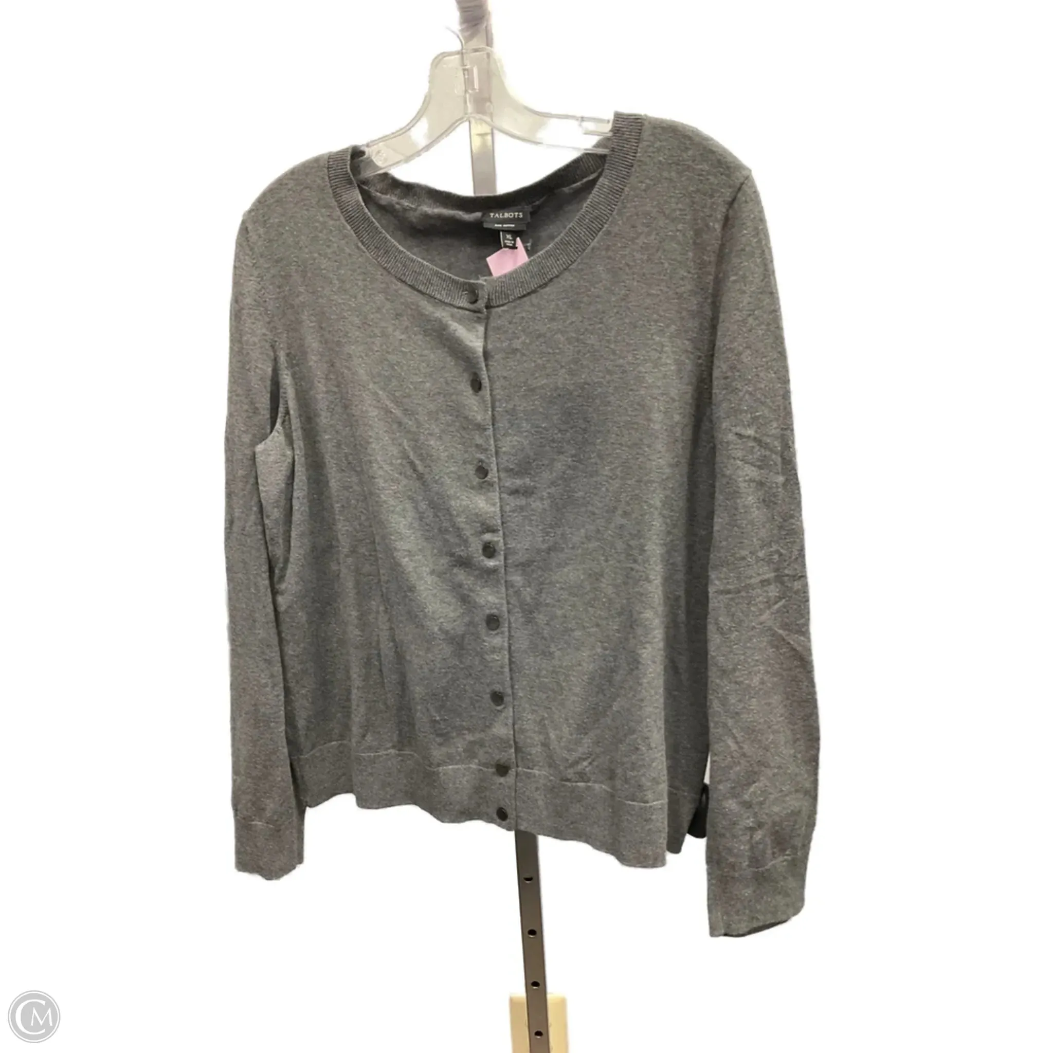 Planet Glow WaterRepellentCoating Sweater Cardigan By Talbots In Grey, Size: Xlp