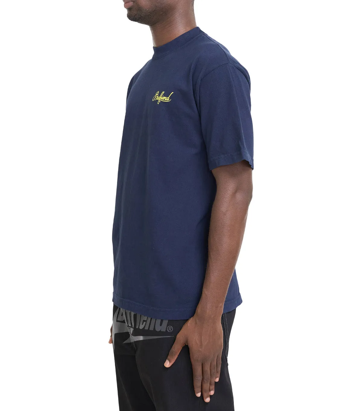Badfriend Cursive Logo T-Shirt Navy FadeResistant Dye