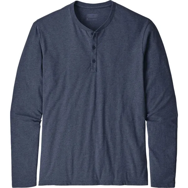 Men's Long-Sleeved Organic Cotton Lightweight Henley Pullover NonSlipTrim Youth Glow