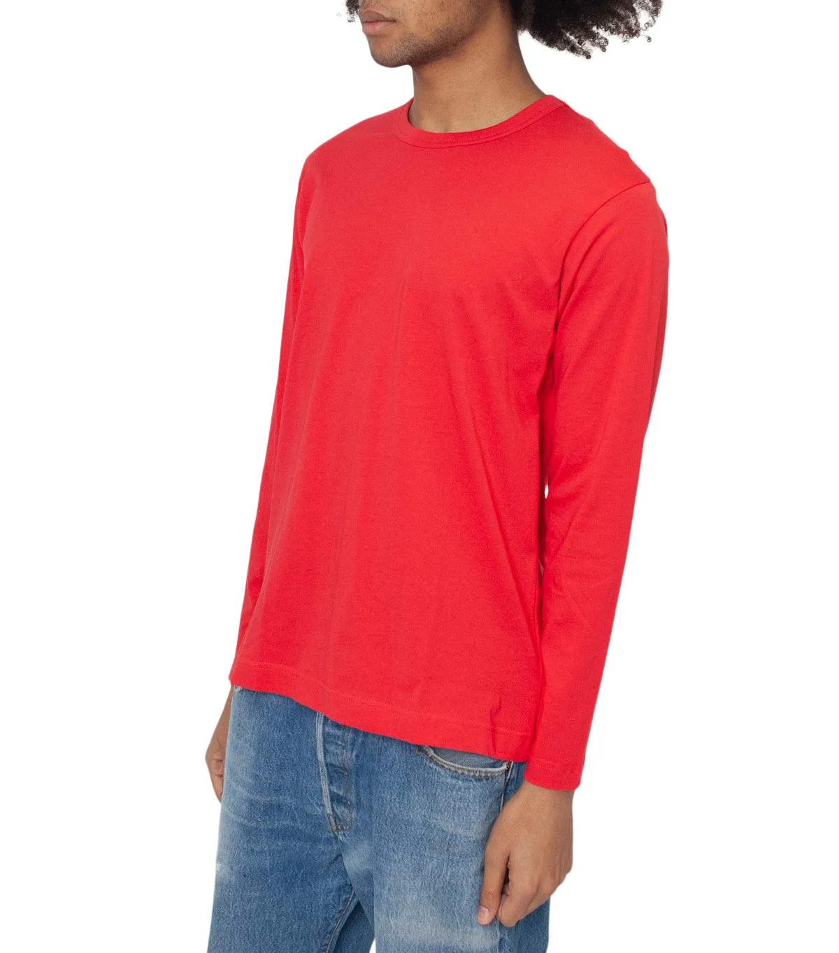 FlexibleNeckline SmoothInnerLining CdG SHIRT Rear Logo Long Sleeve T-Shirt Red
