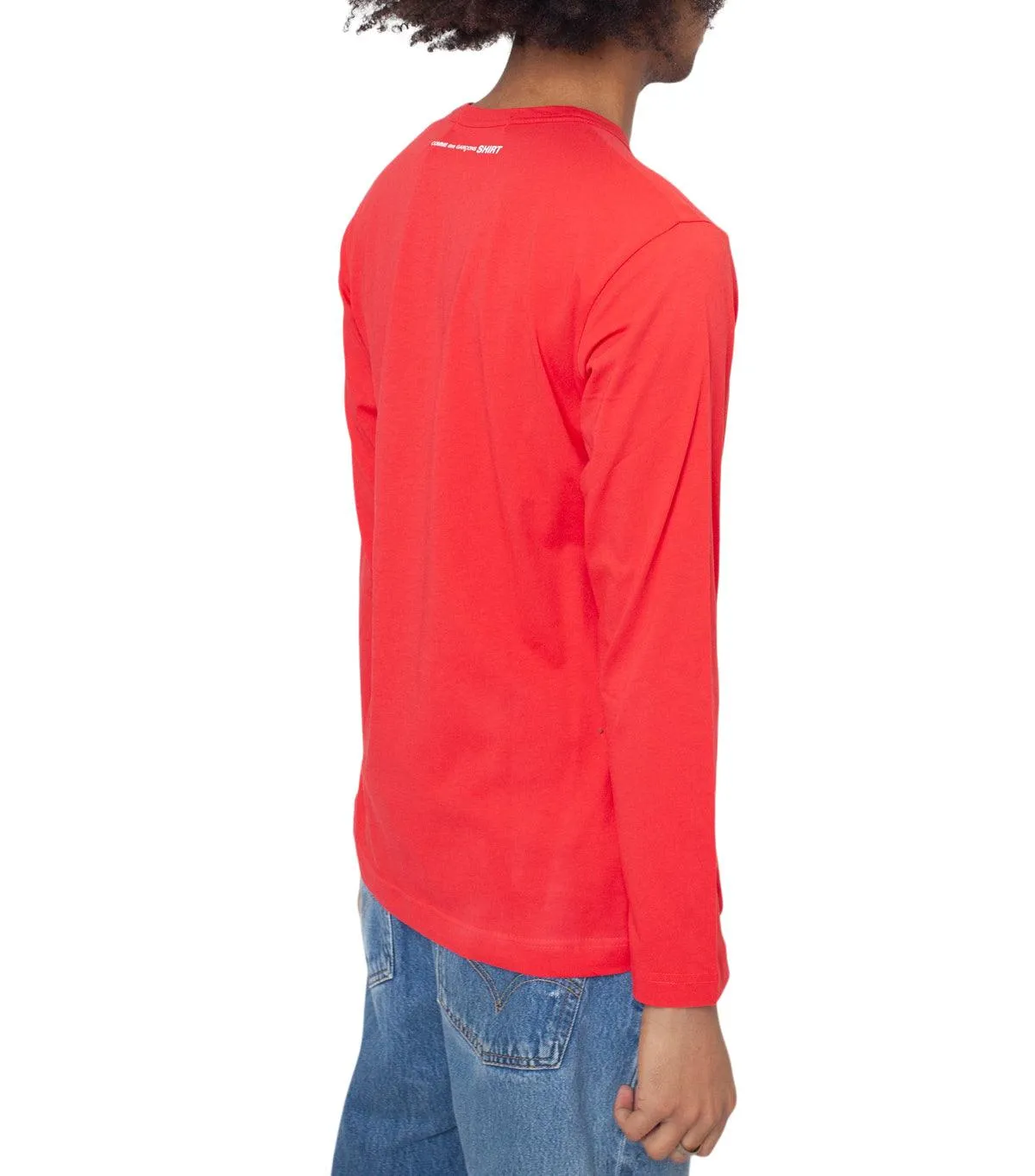 Colorfast Dye CdG SHIRT Rear Logo Long Sleeve T-Shirt Red