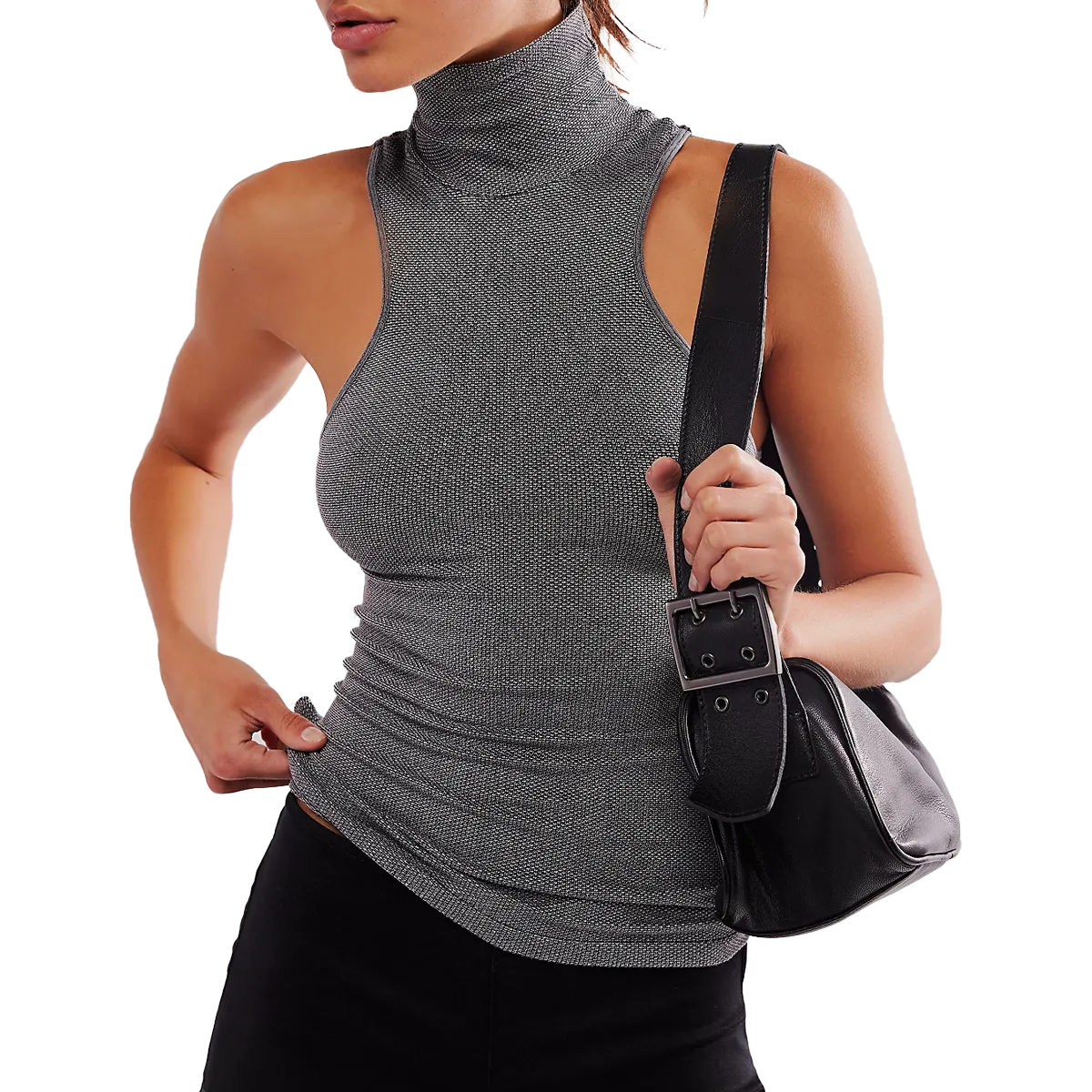 HeavyDuty Zipper Sustainable Manufacturing Women's Always Ready Seamless Turtleneck Tank