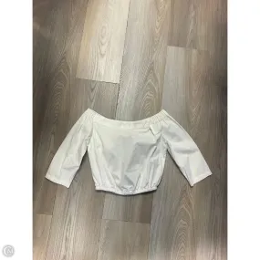 Scoop Neck Shape Grid Back Panel Top 3/4 Sleeve By Silence And Noise In White, Size: S