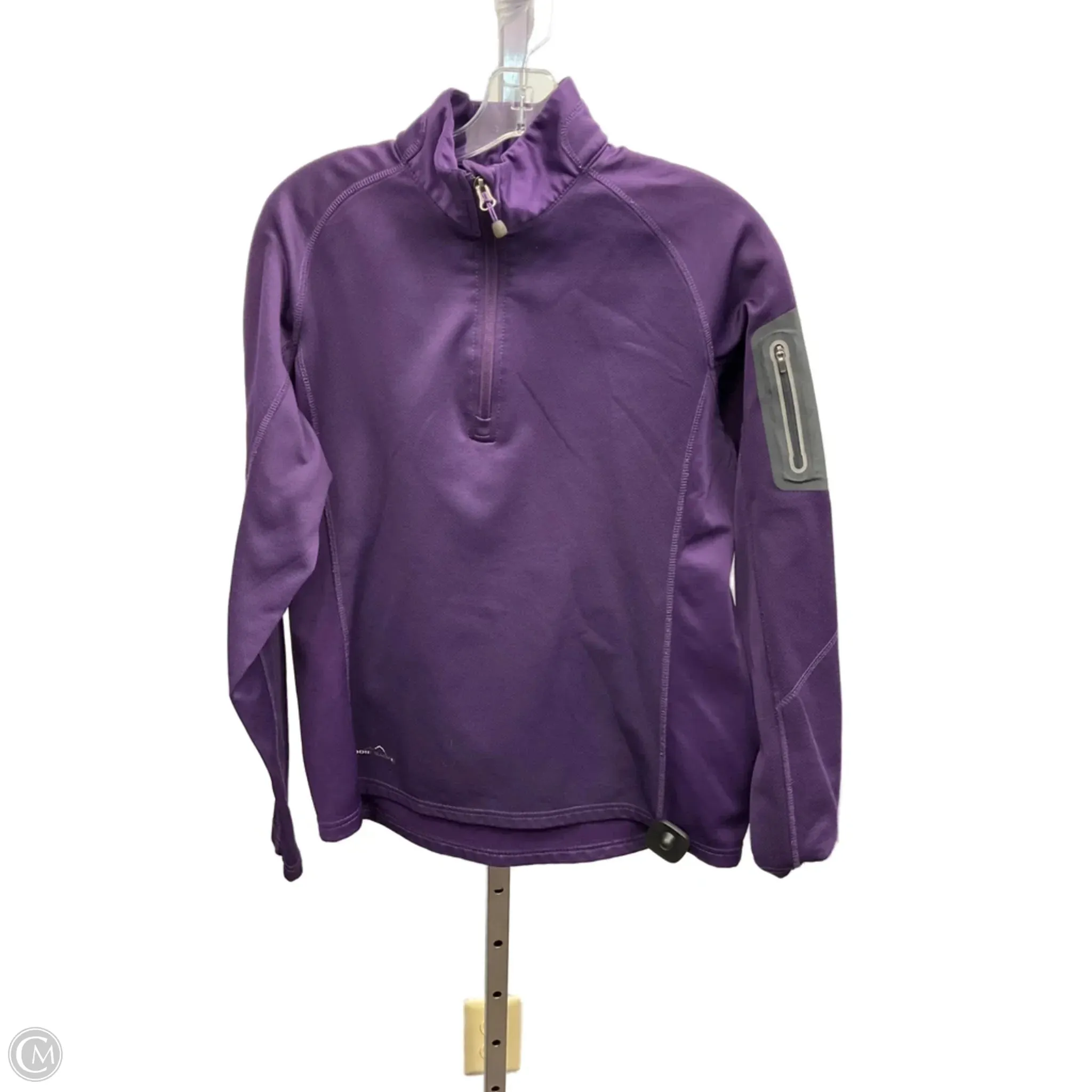 Athletic Top Long Sleeve Collar By Eddie Bauer In Purple, Size: L HighNeckStyle