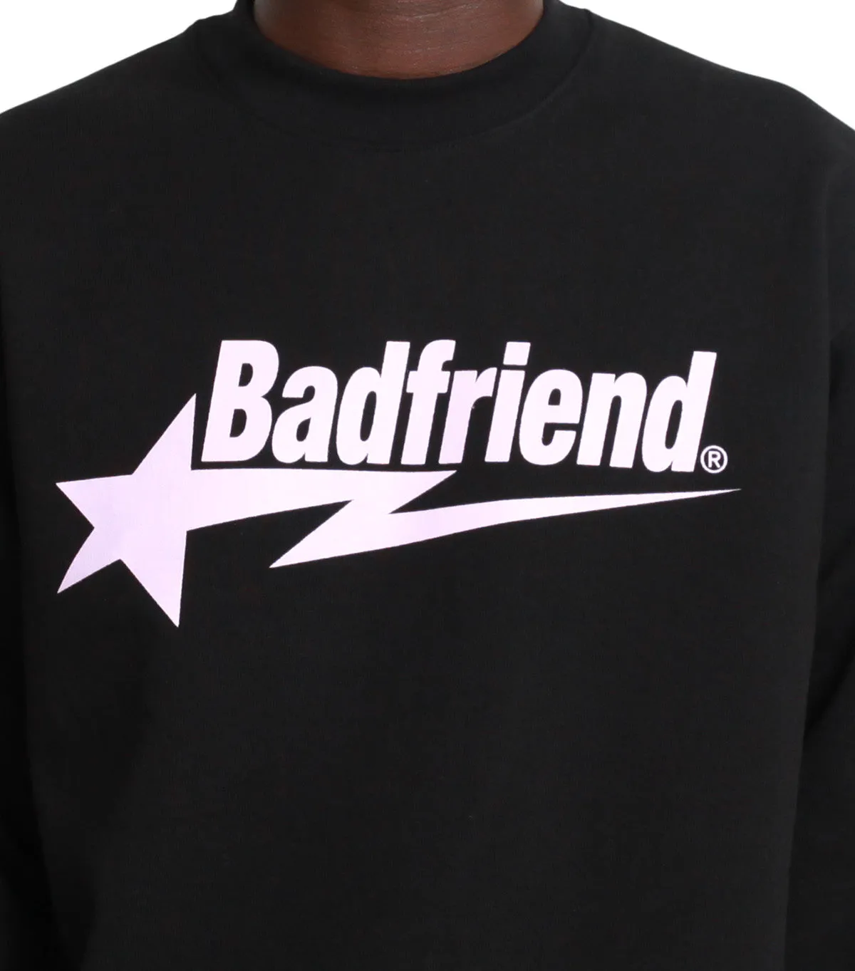 Badfriend Star Crewneck Black Pink NonSlipTrims FlexibleNeckline