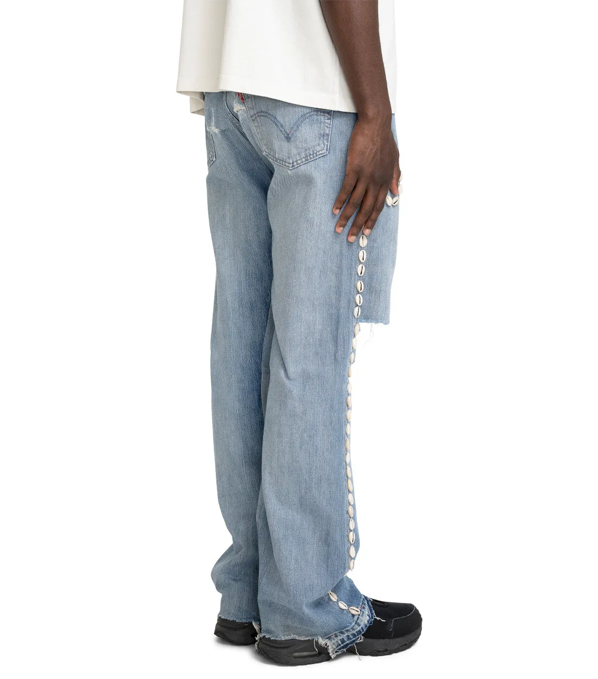 StainRepellentSurface Barriers Barrera Cowrie Shell Denim Pants Blue