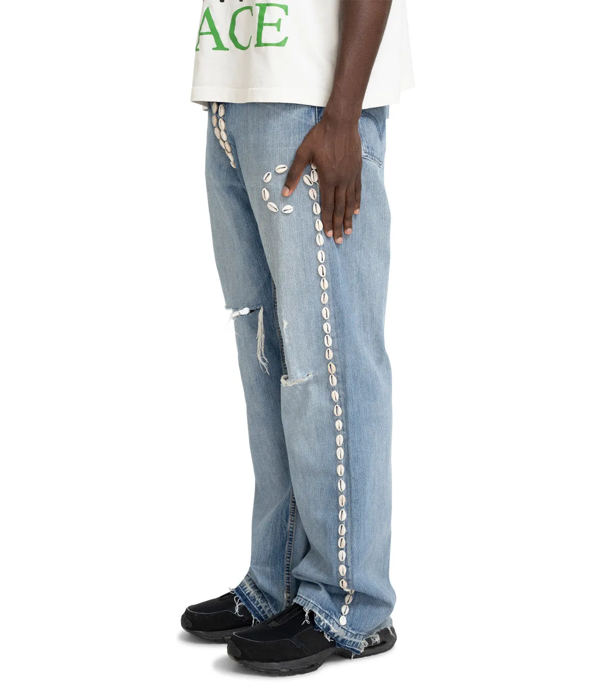 Barriers Barrera Cowrie Shell Denim Pants Blue SmoothInnerLining