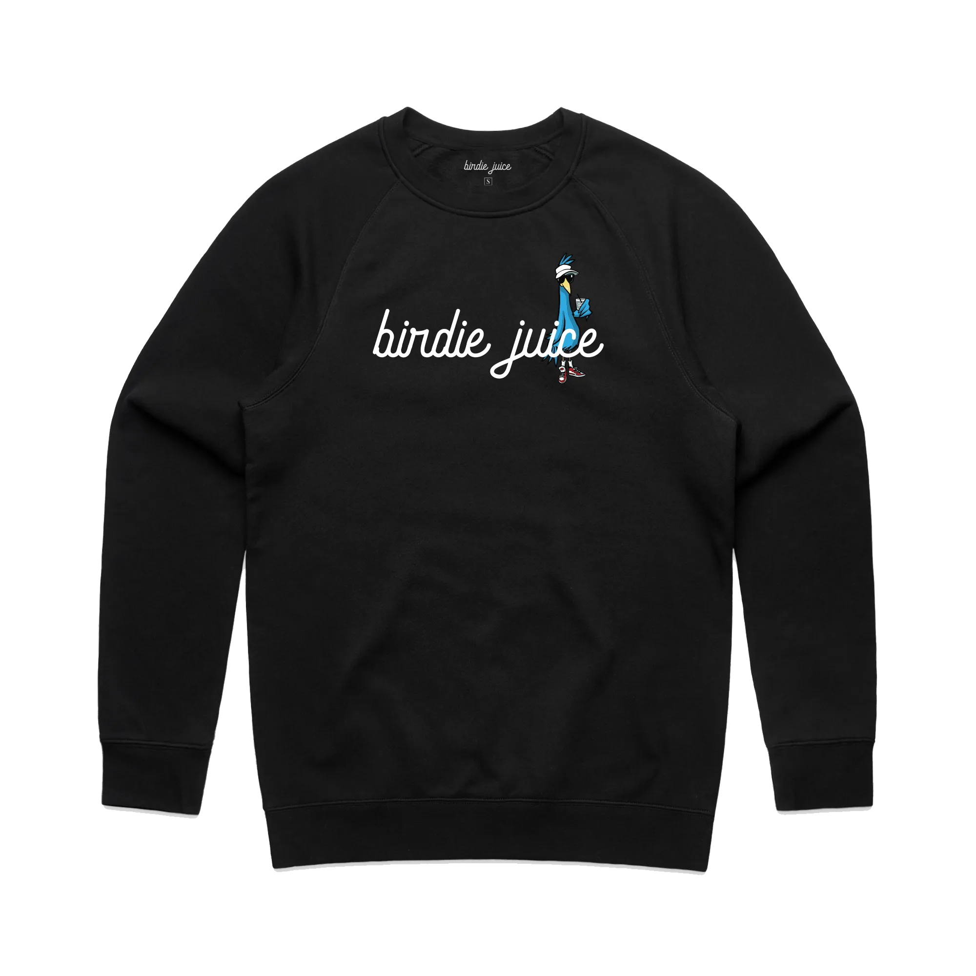 Birdie Juice Script Crewneck Glitter Glow Clear Mind
