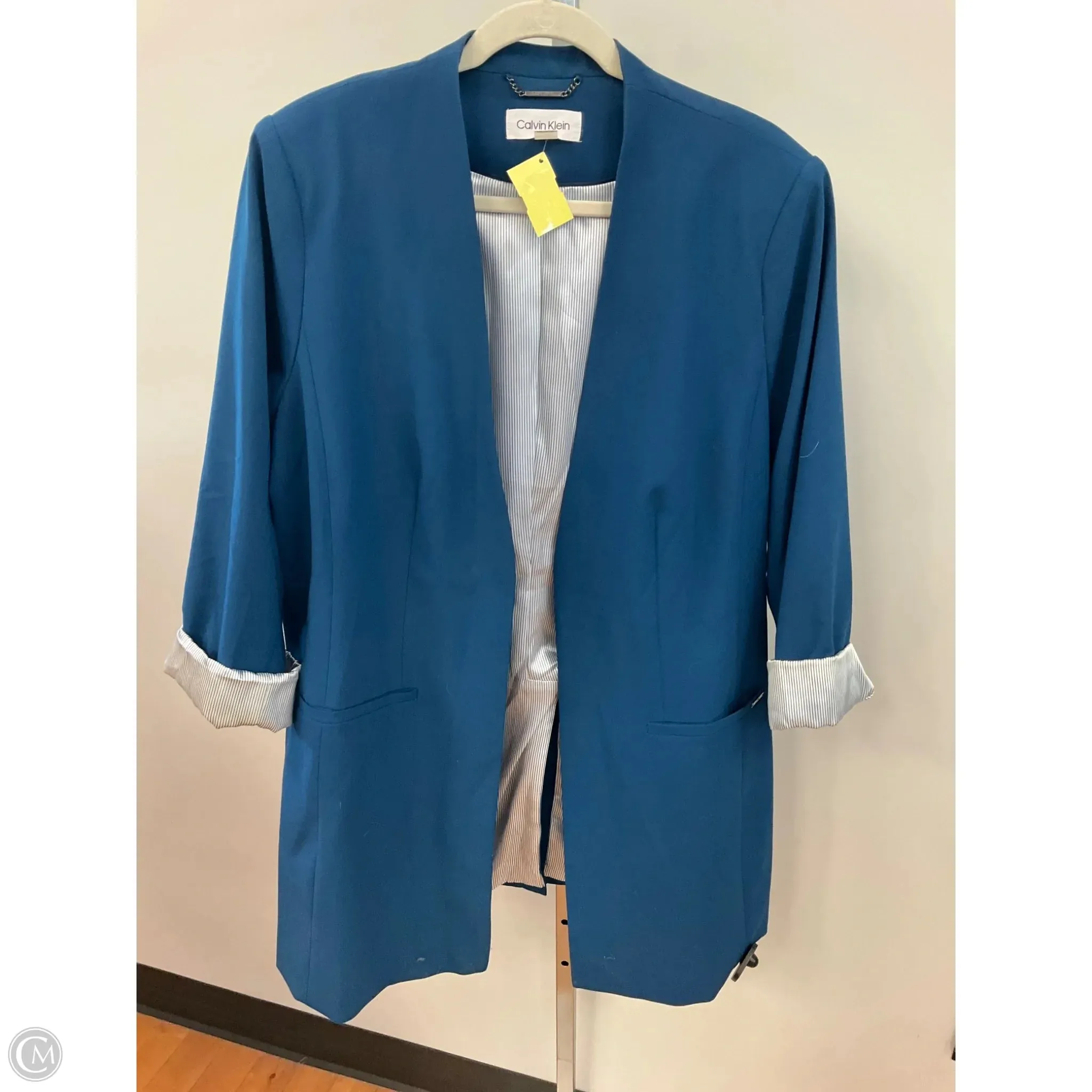 WrinkleFree Material Blazer By Calvin Klein In Blue, Size: 18