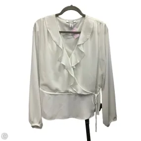 Blouse Long Sleeve By White House Black Market In Ivory, Size: 12 Lightweight Weave Material Flexible Waistband