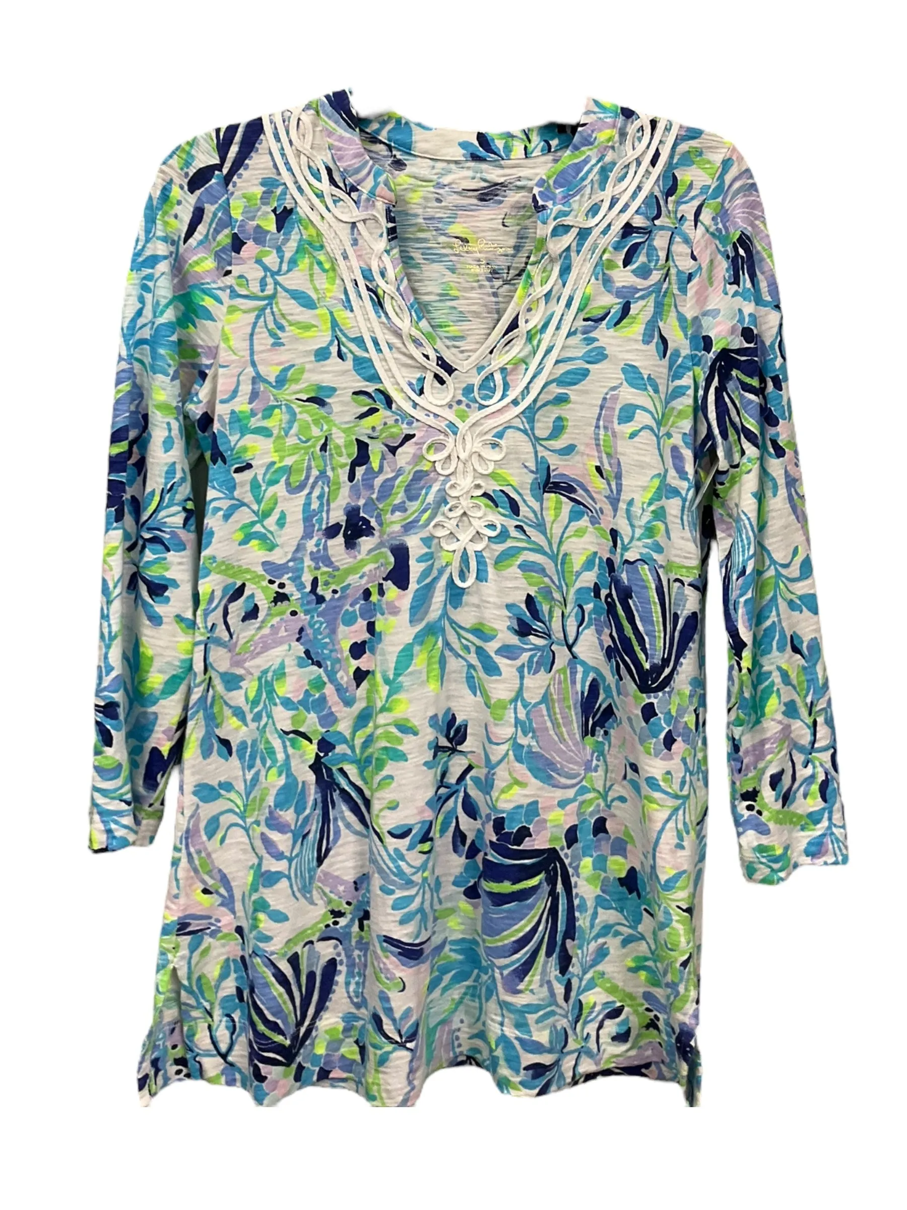 Sleek Tone Blue & White Dress Casual Short Lilly Pulitzer, Size S