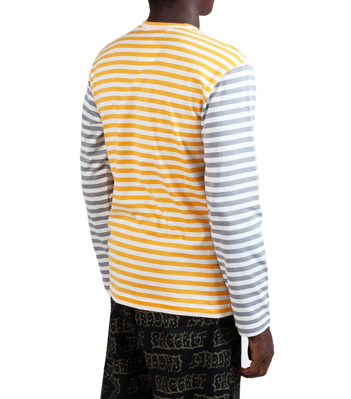 Student Cool CdG PLAY Bi-Color Striped Long Sleeve T-Shirt Yellow