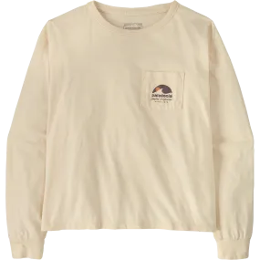Women's Long Sleeve Applied Imagination Easy-Cut Organic Pocket T-Shirt Campus Vibe Soft Flow