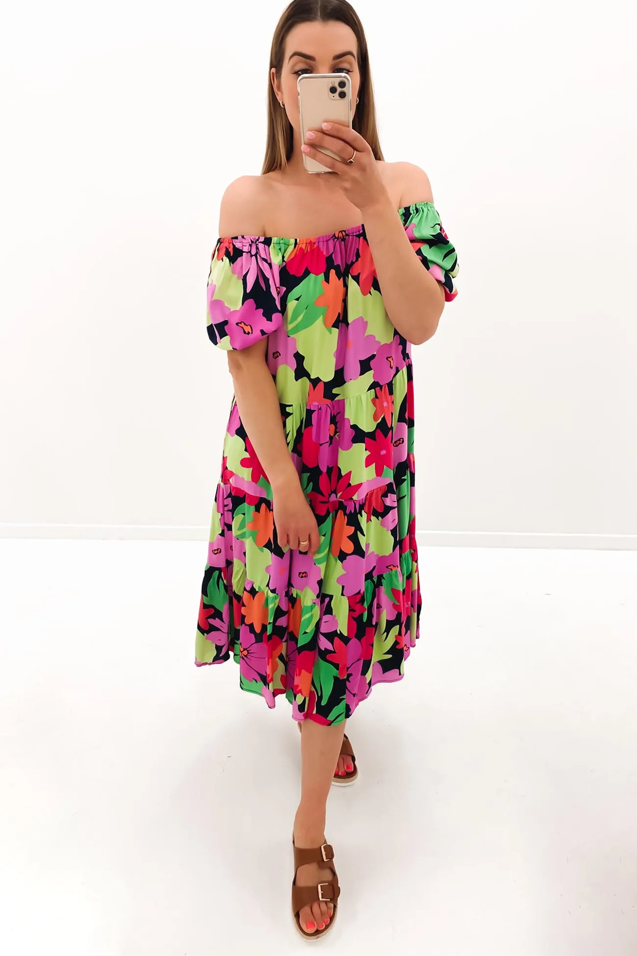 Guest Shine Blythe Midi Dress Multi