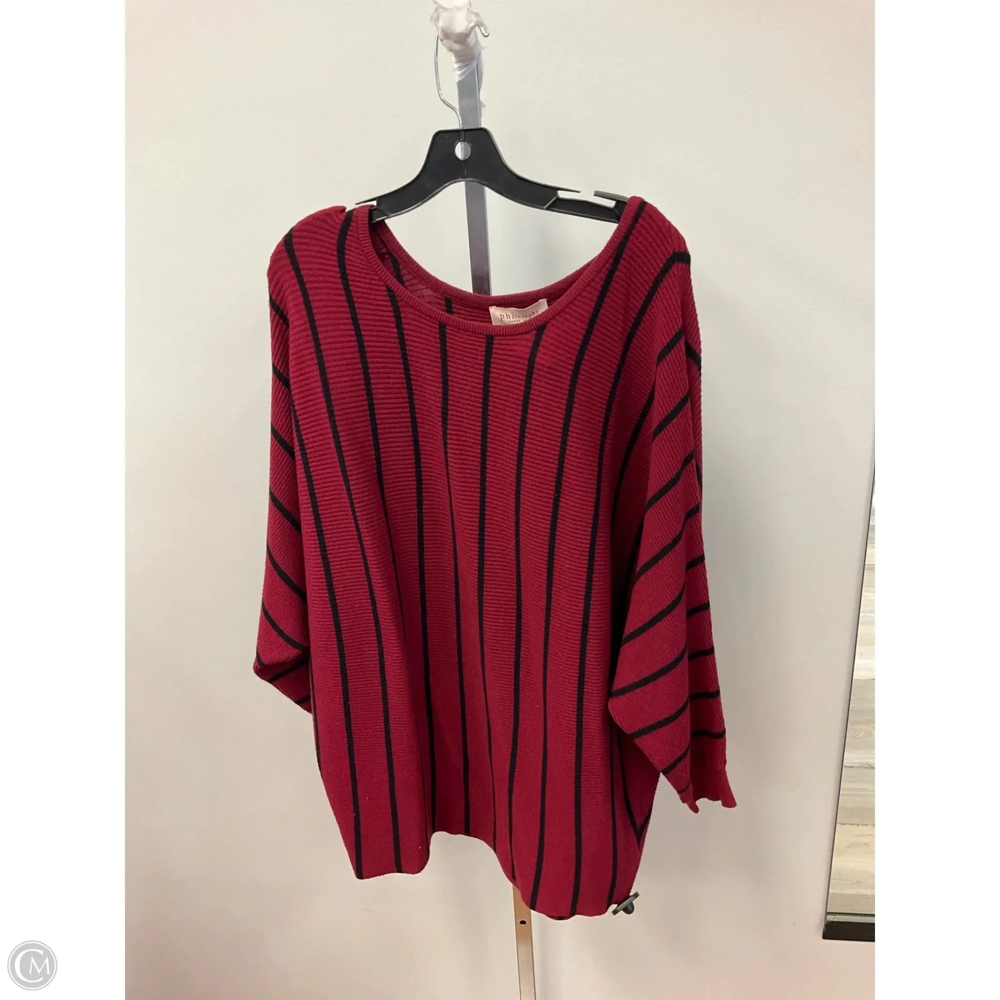 HighStrength Threadwork SoftTouch Sweater By Philosophy In Striped Pattern, Size: 1x