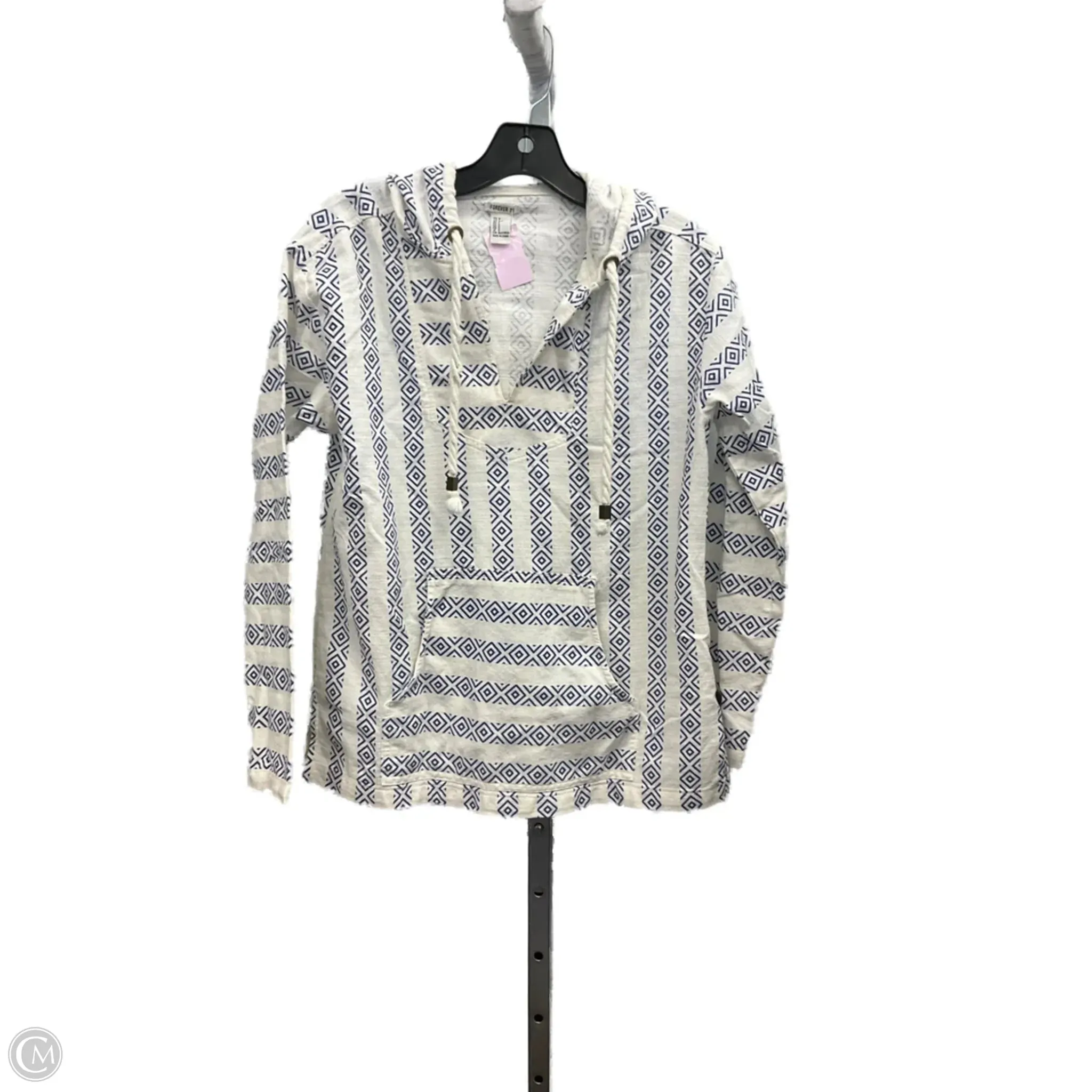 Sweatshirt Hoodie By Forever 21 In Blue & White, Size: S Reflective Detailing