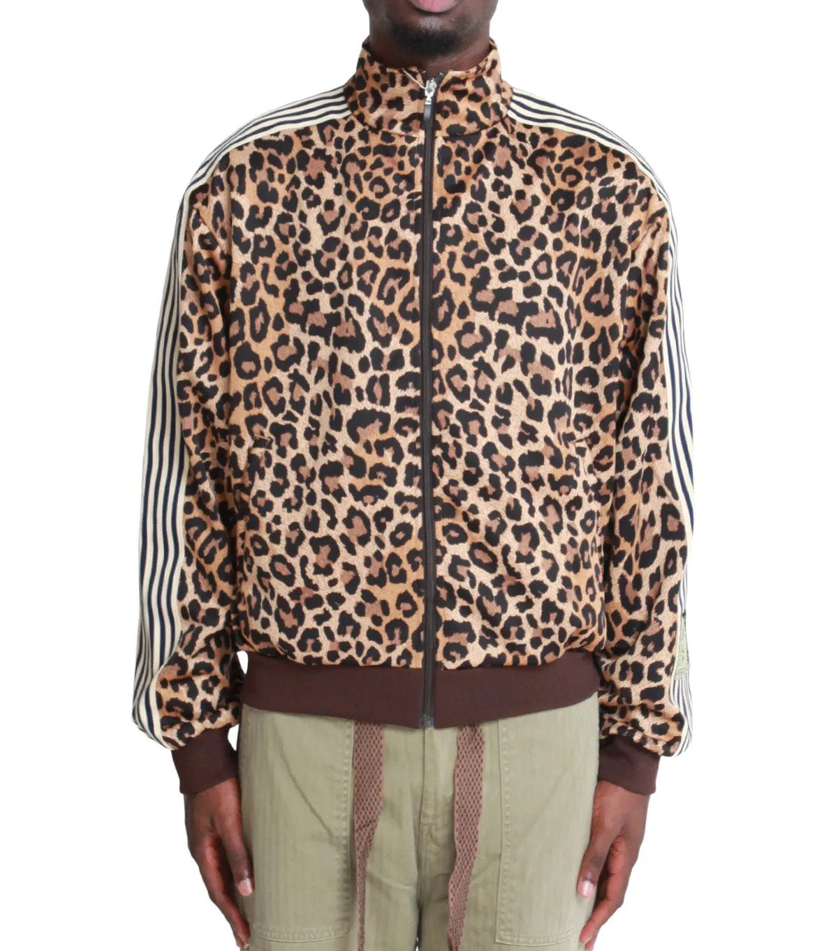 Neo Mode Kapital Smooth Jersey Leopard Stant Man & Woman Track Jacket Brown