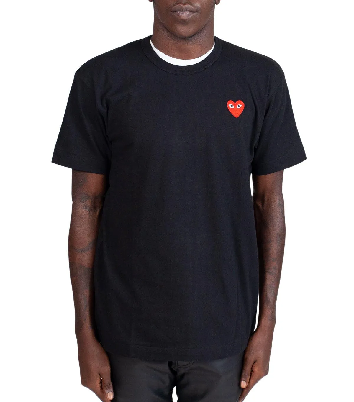 Leader Core Weather Guard CdG PLAY Single Red Heart T-Shirt Black