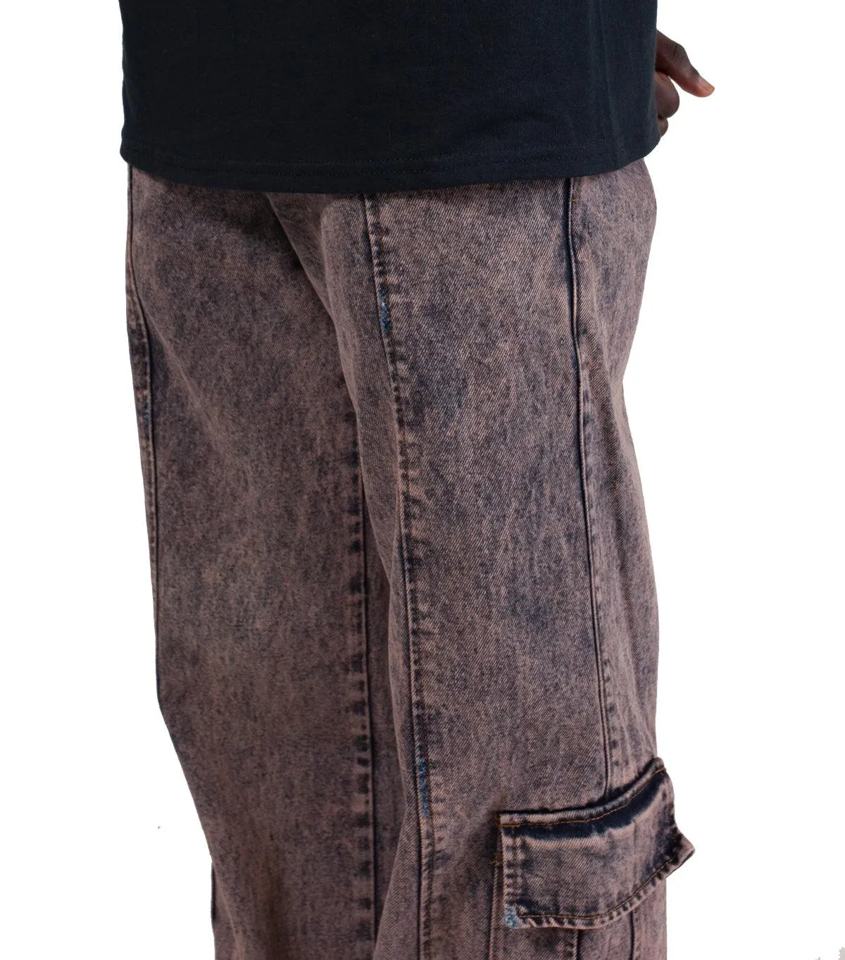 FoldableDesign Liberal Youth Ministry Acid Wash Denim Cargo Pants Orange