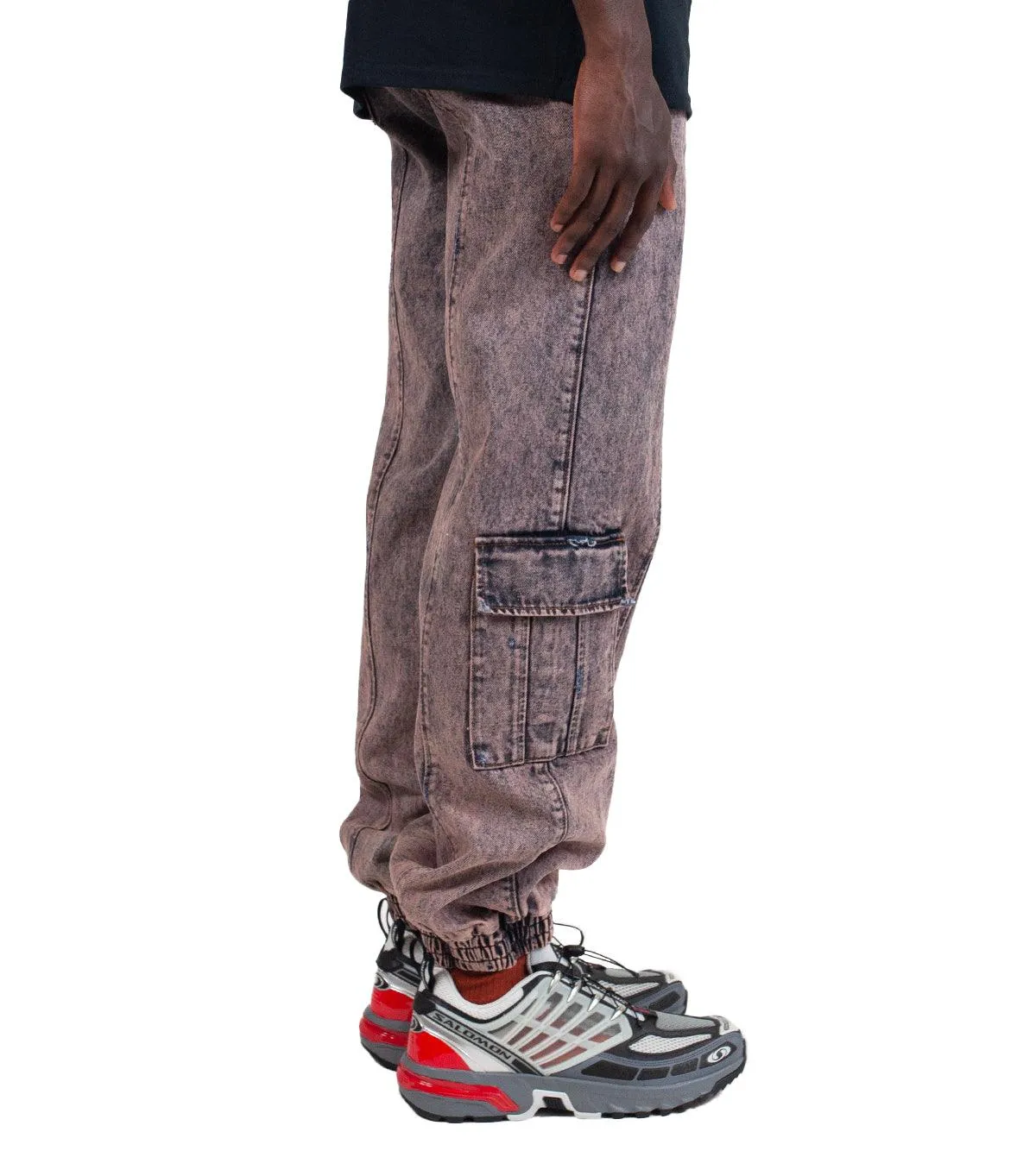 Chic Fit Liberal Youth Ministry Acid Wash Denim Cargo Pants Orange