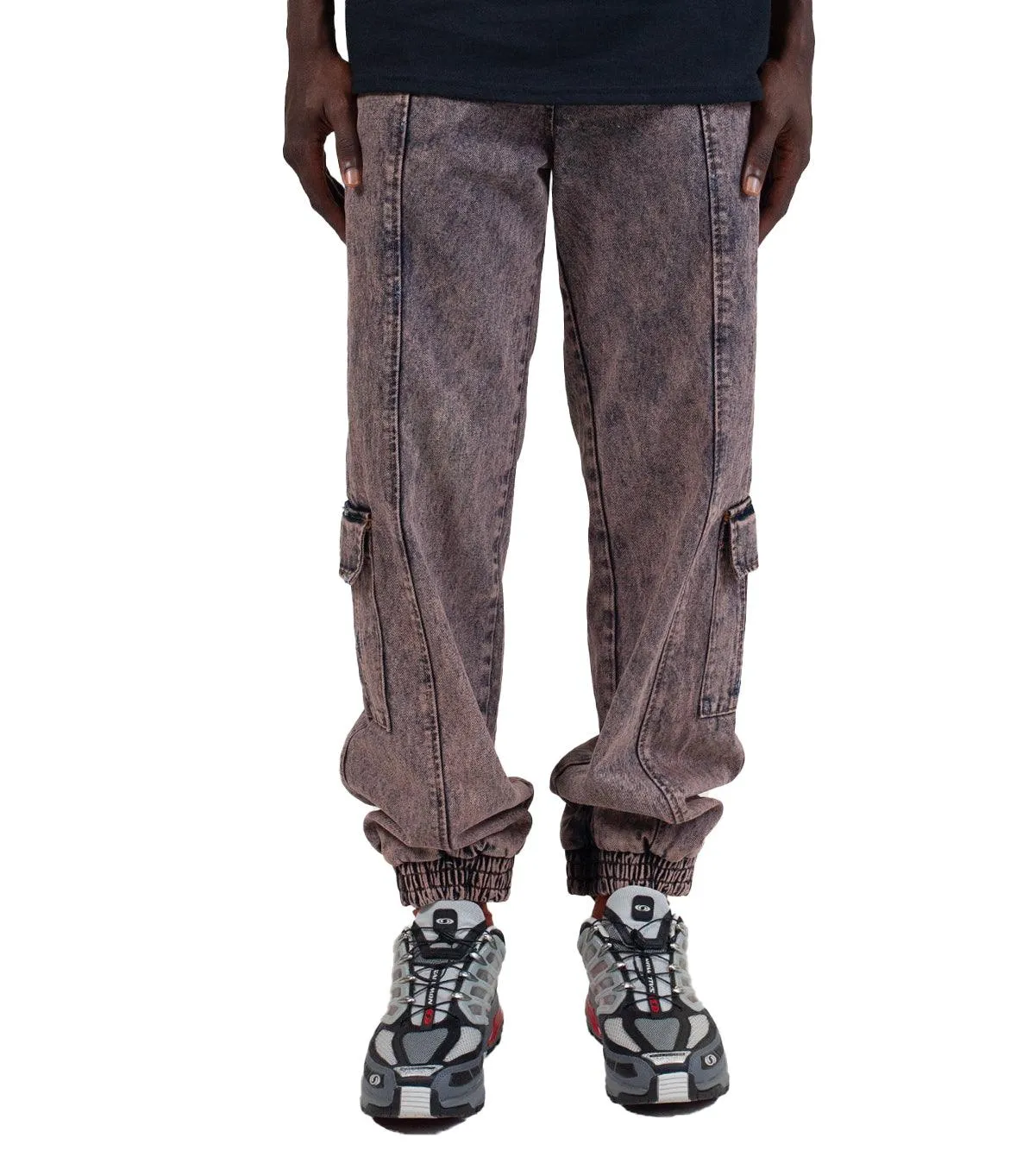 NonIrritatingSeams Liberal Youth Ministry Acid Wash Denim Cargo Pants Orange