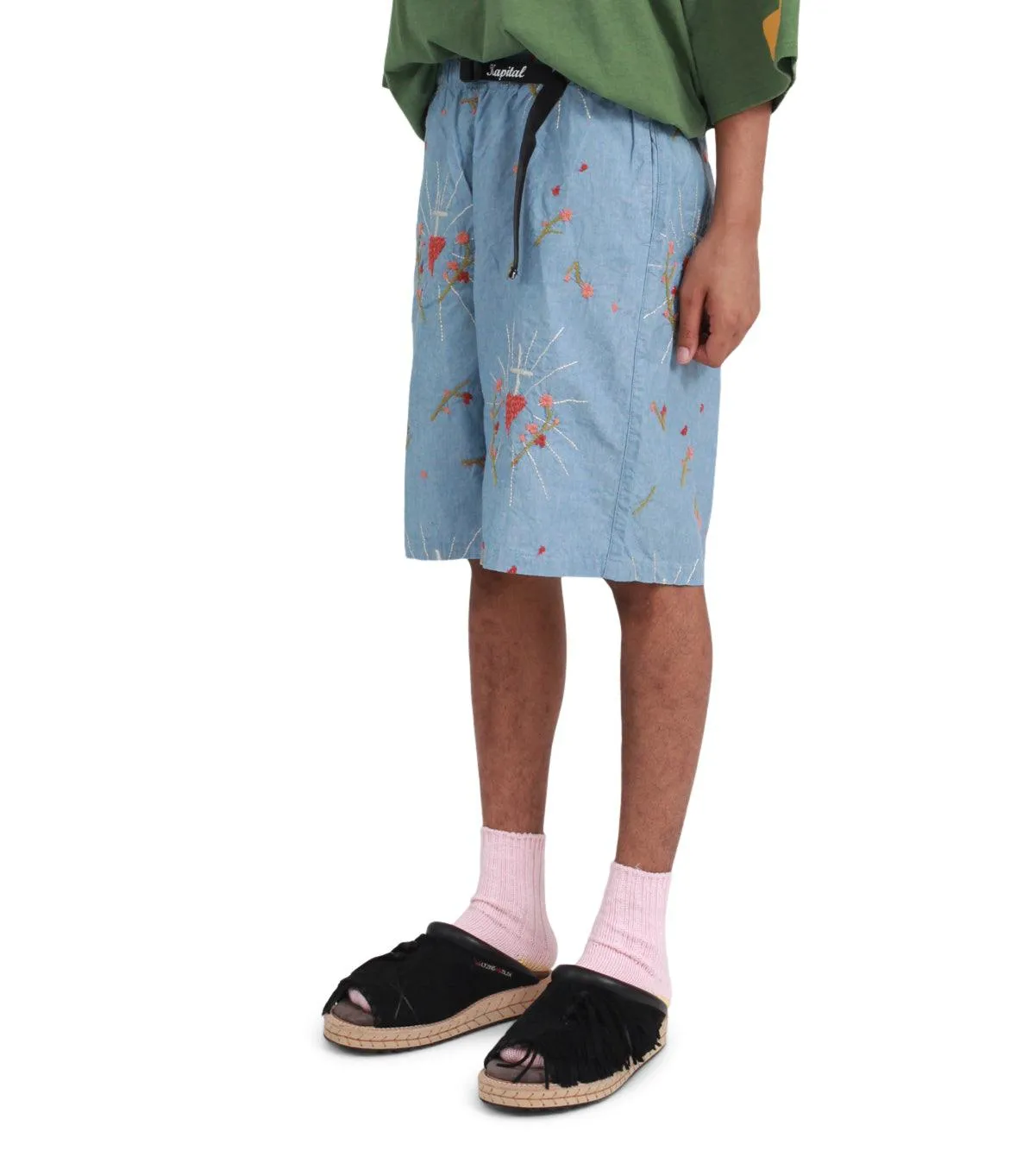 Legend Glow Kapital Chambray Corazon Embroidery Easy Shorts Sax
