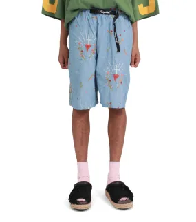 AntiStatic Treatment EcoDye Process Kapital Chambray Corazon Embroidery Easy Shorts Sax