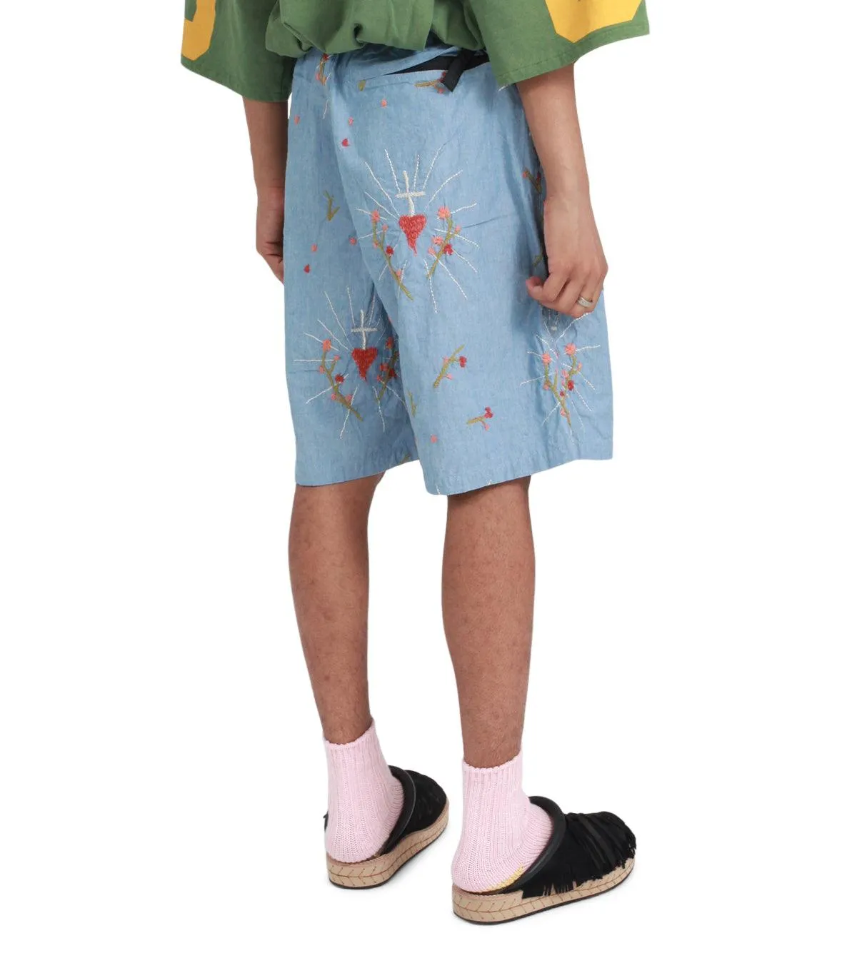 Mediterranean Air Thermal regulation Kapital Chambray Corazon Embroidery Easy Shorts Sax