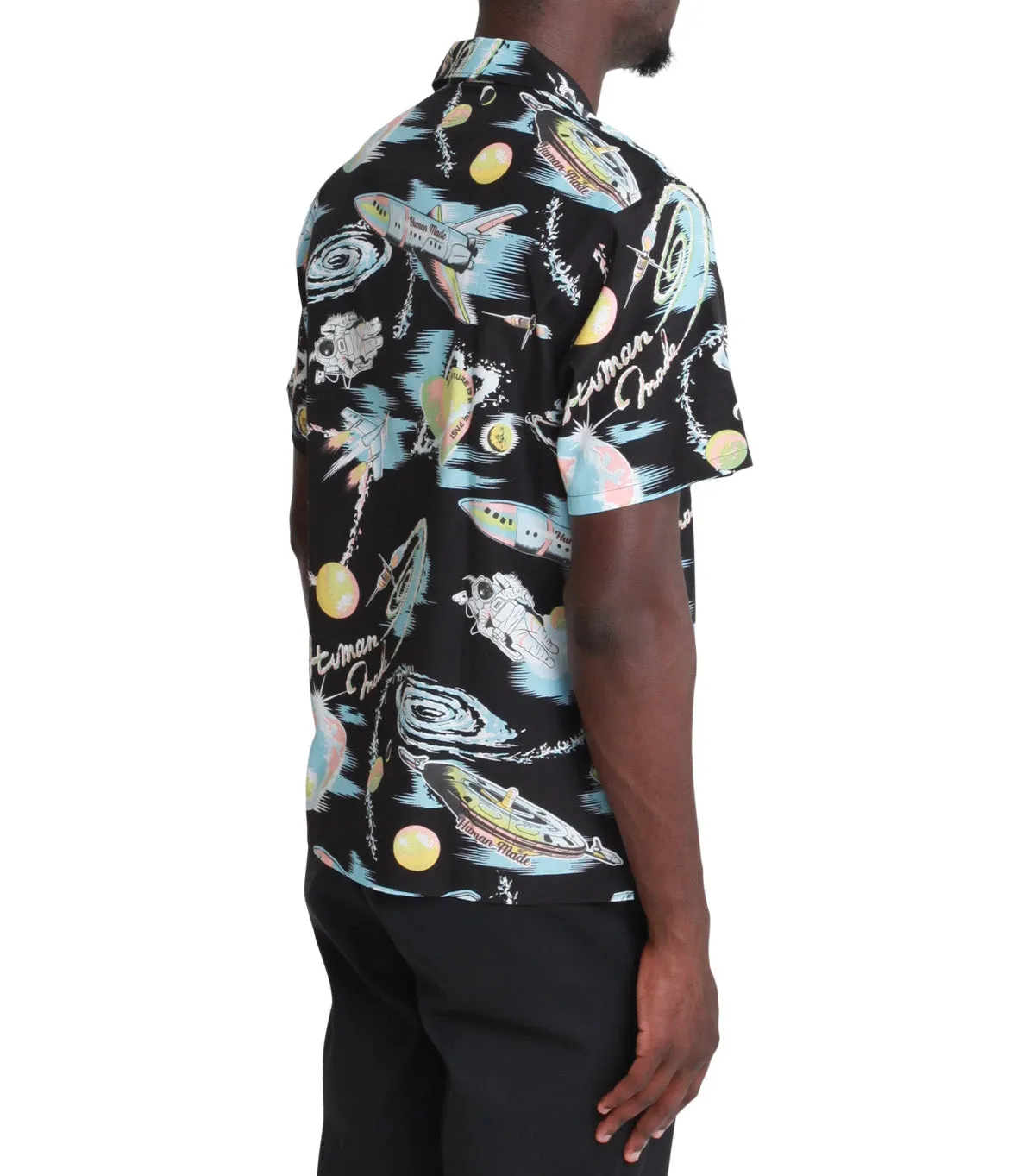 Human Made Graphic Aloha Shirt Black HighCollar Style ThermalRegulating Layer