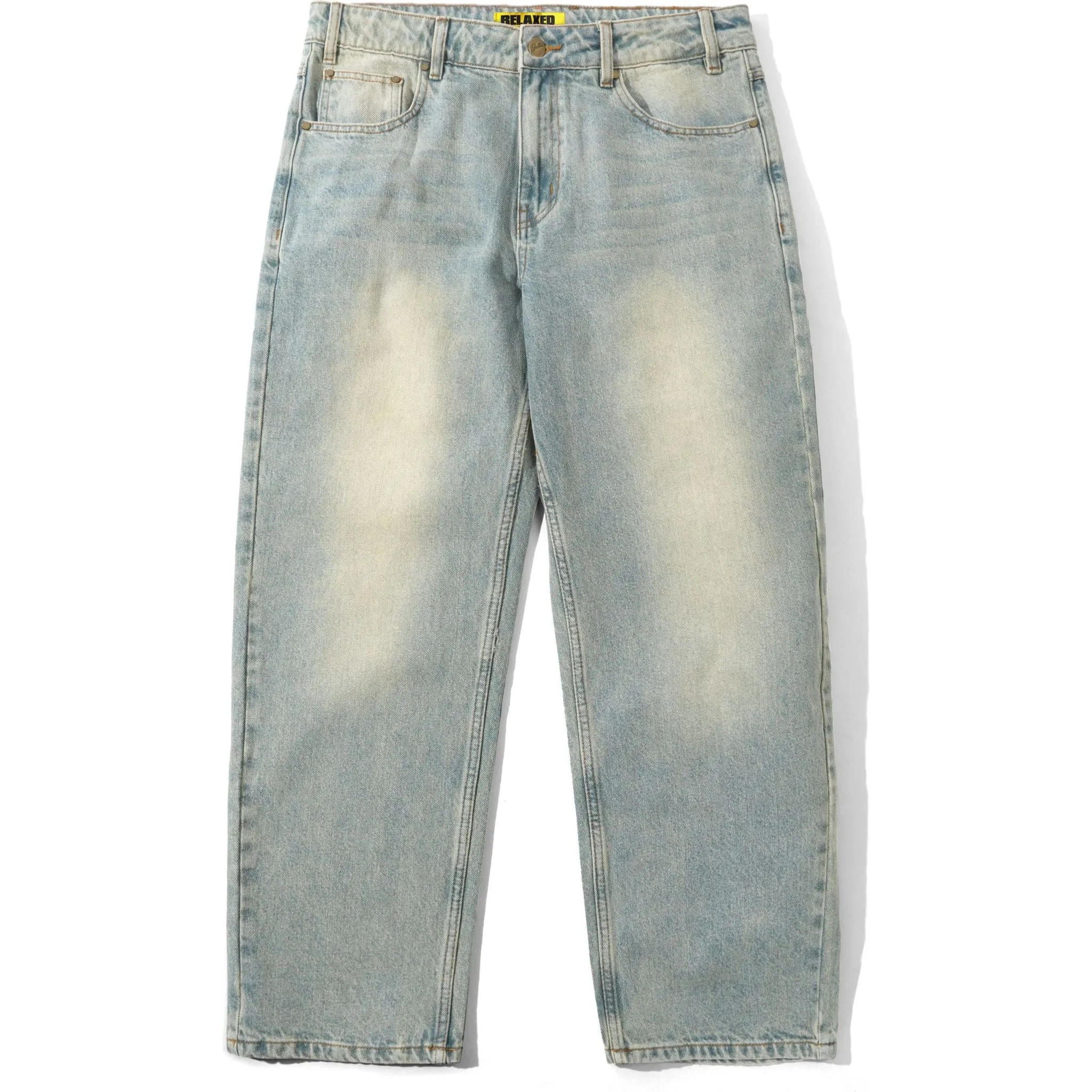 Versatile Usage smooth zipper Butter Goods Ace Denim Jeans Distressed Light Blue