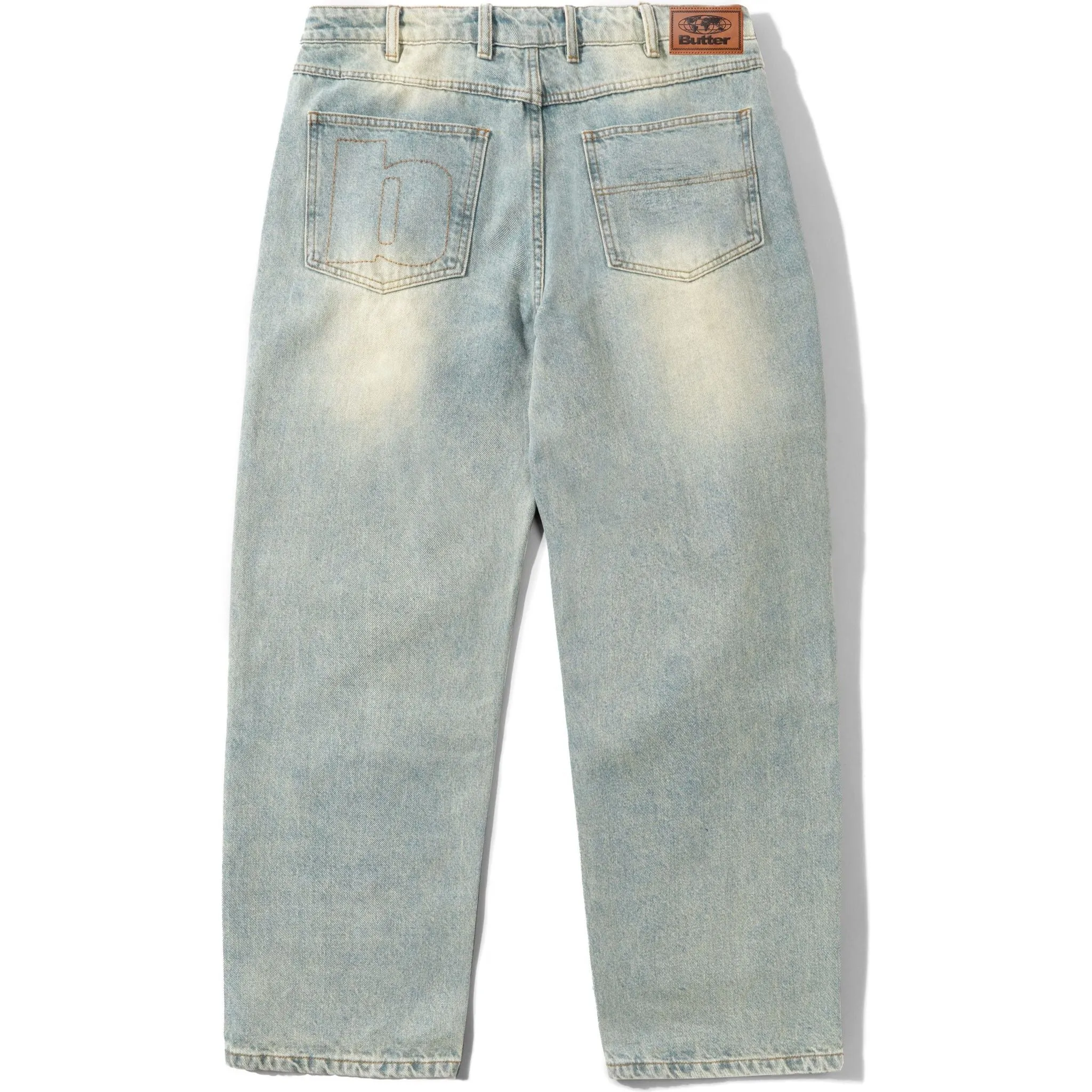 Butter Goods Ace Denim Jeans Distressed Light Blue Stylish Appearance Scoop neck