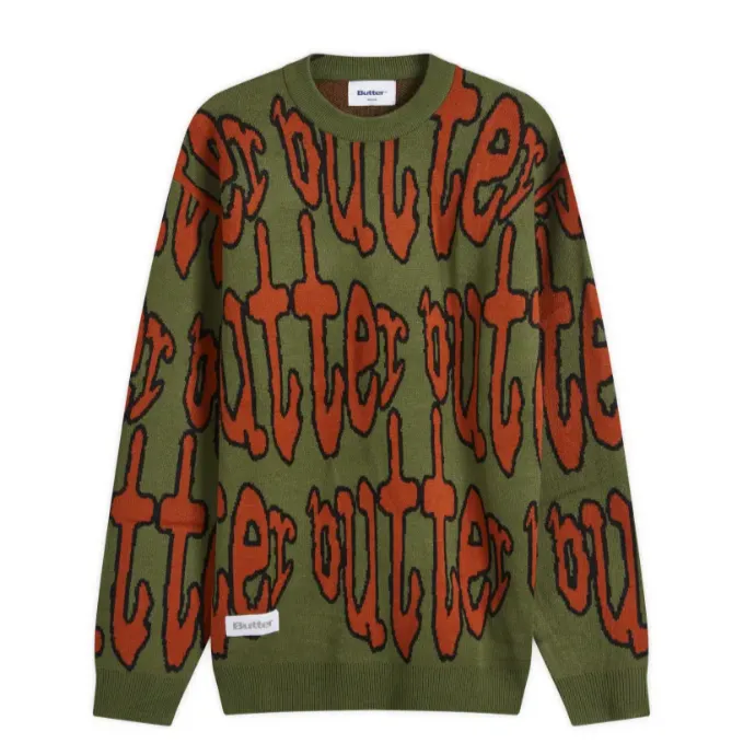 Butter Goods Frenzy Knit Sweater Fatigue silk blend Fashionable Style