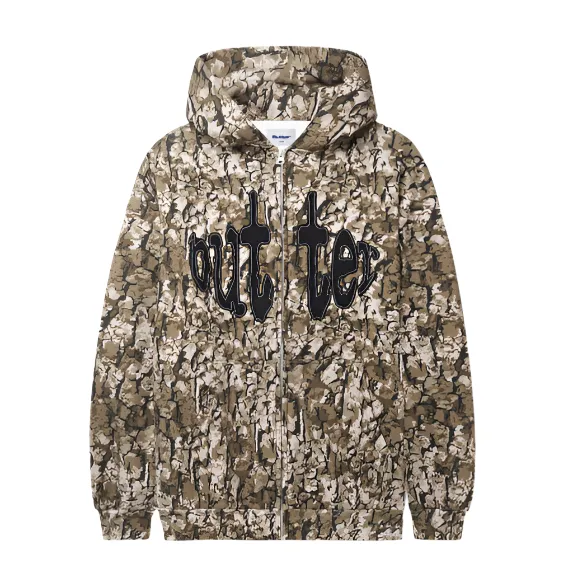 Wear - Resistant Comfort Padding Butter  Goods Frenzy Zip Hoodie Tan Camo