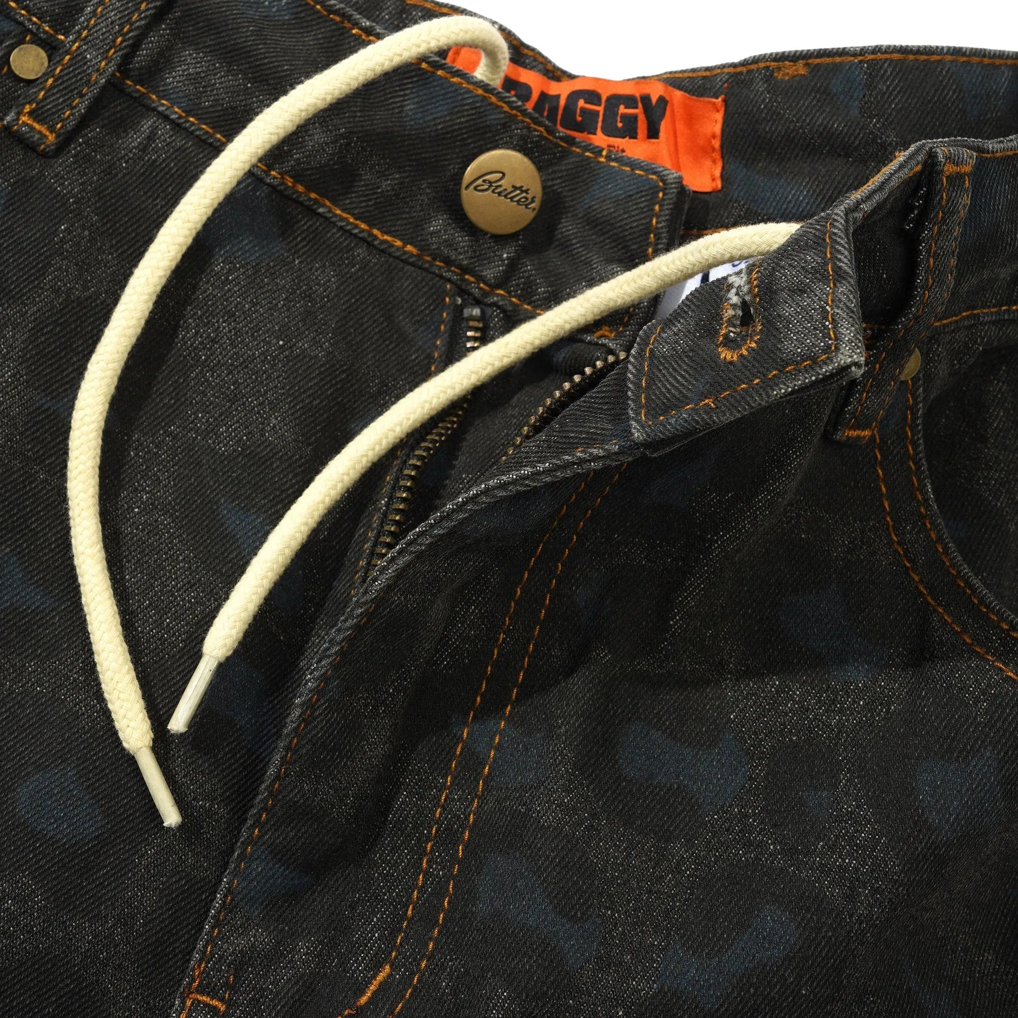 Heavyweight Fabric Modern Aesthetic Butter Goods Leopard Denim Jeans Black