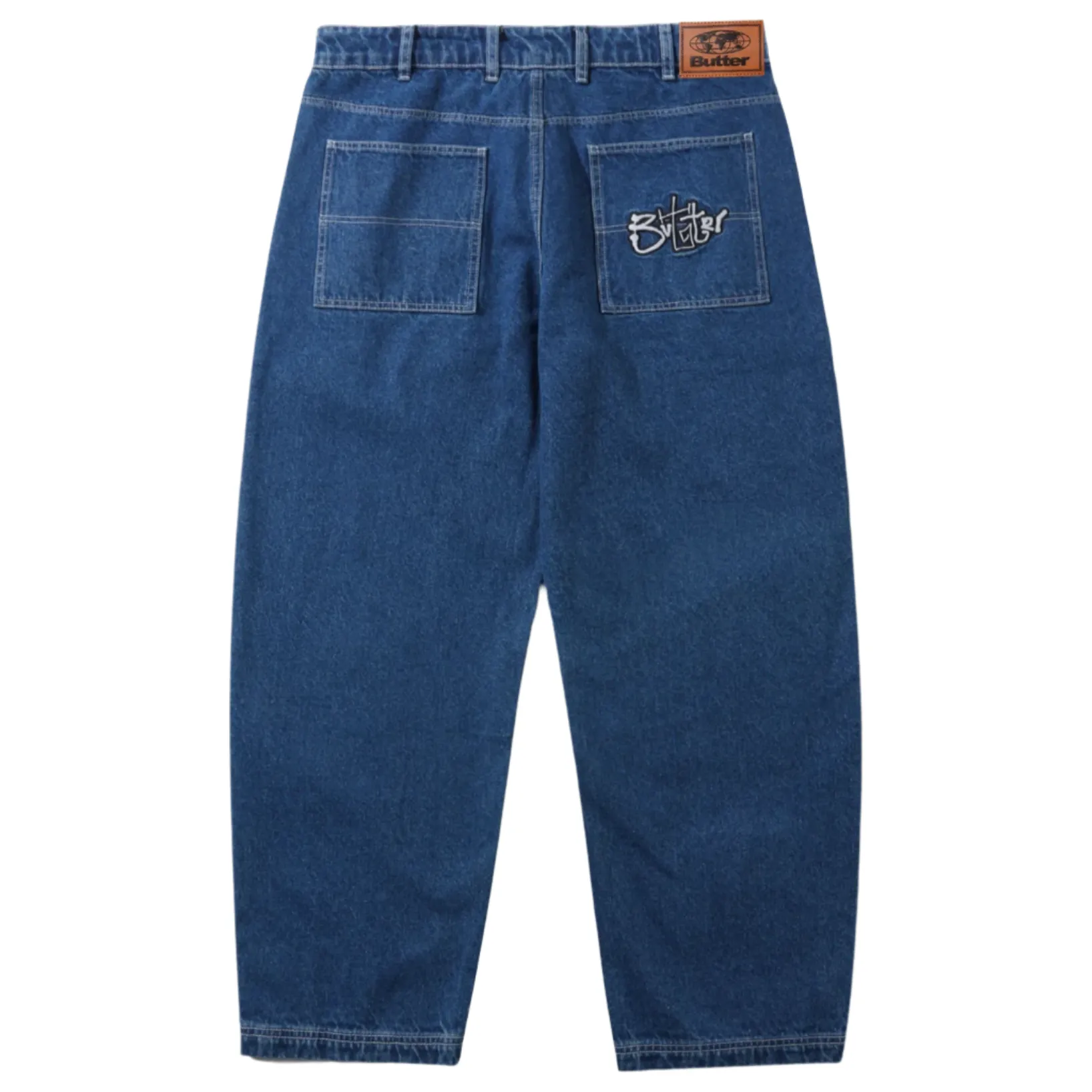 Butter Goods Scribble Denim Jeans Mid Blue Versatile Style Handmade